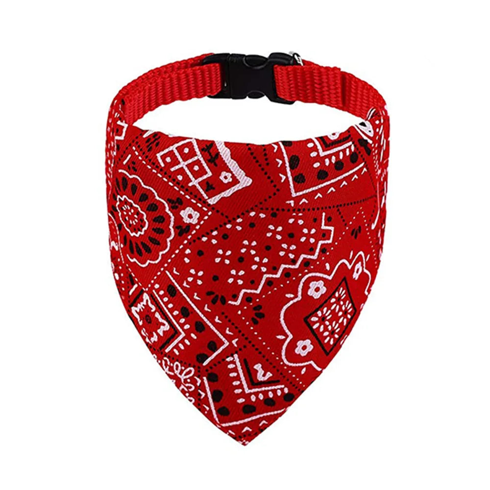 Red bandana with black patterns on a white background