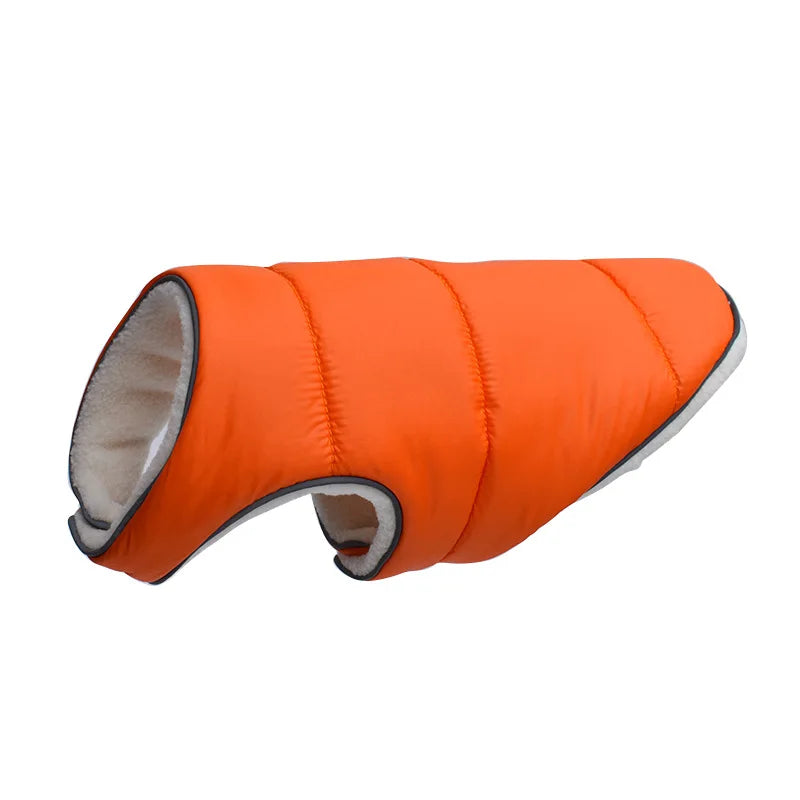 Orange dog coat with gray interior on a white background