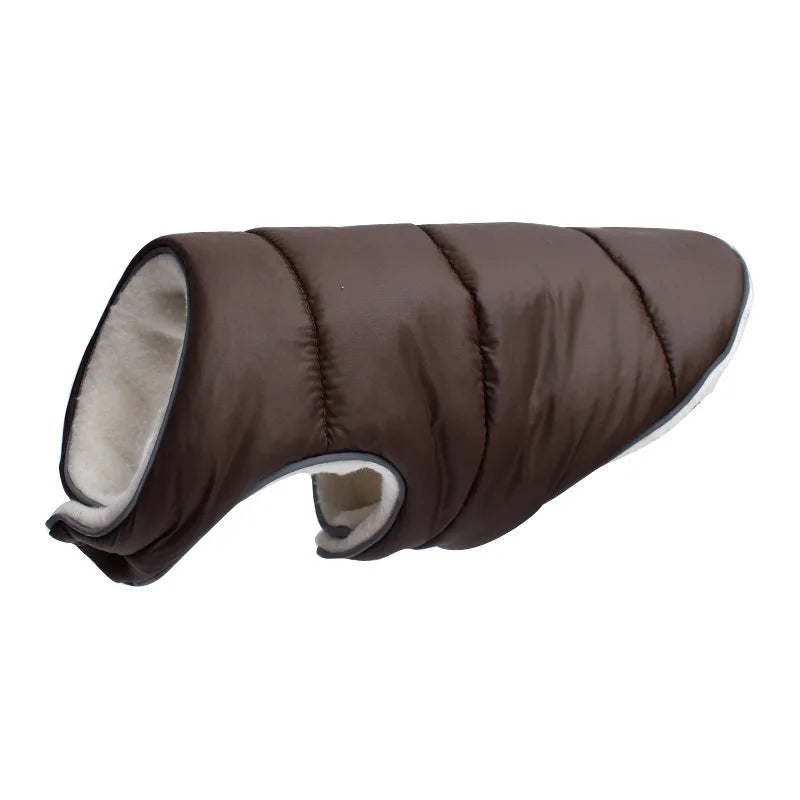 Brown dog coat with white interior on a white background