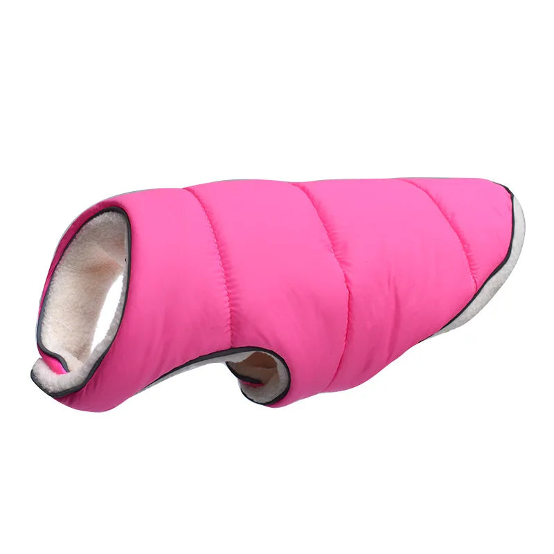 Pink dog coat with white interior on a white background