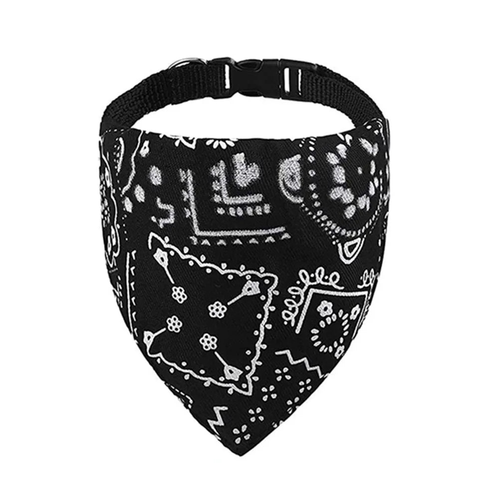 Black bandana with white patterns on a white background