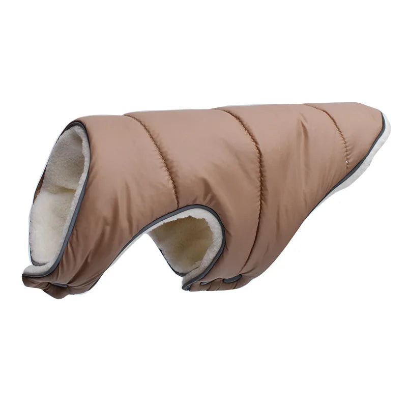 Brown dog coat with white interior on a white background