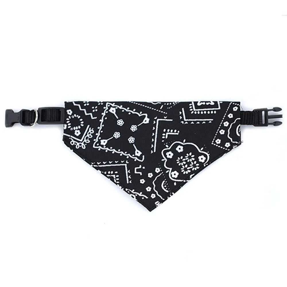 Black bandana with white patterns on a white background