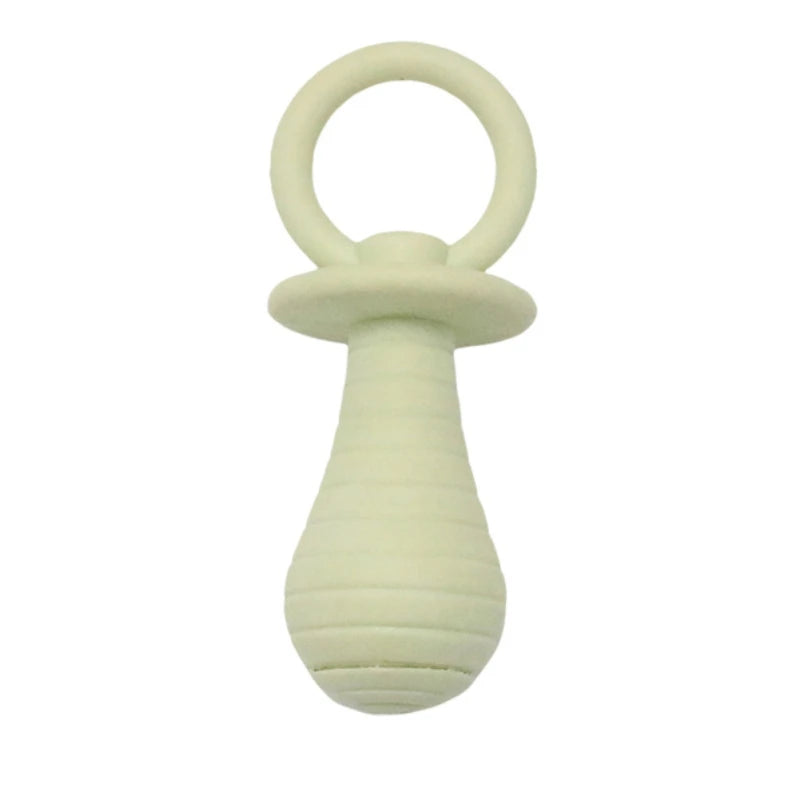 Light green baby teether on a white background