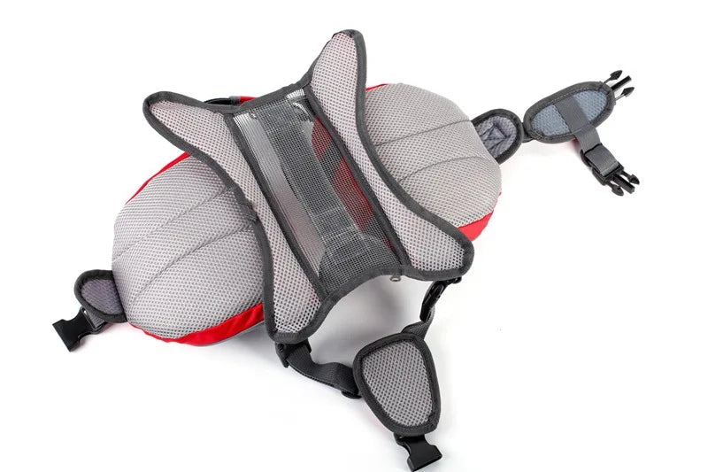 dog packs  with red and gray design on a white background