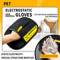 Pet electrostatic hair removal gloves with Xuster branding, showing cat hair being collected.