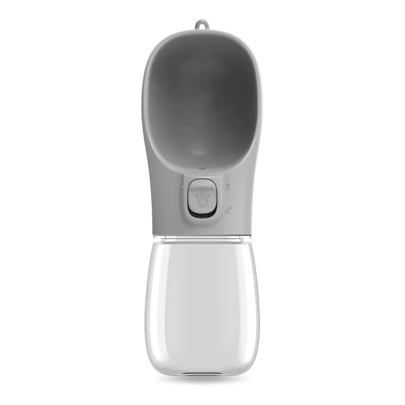Gray and clear pet water bottle on a white background