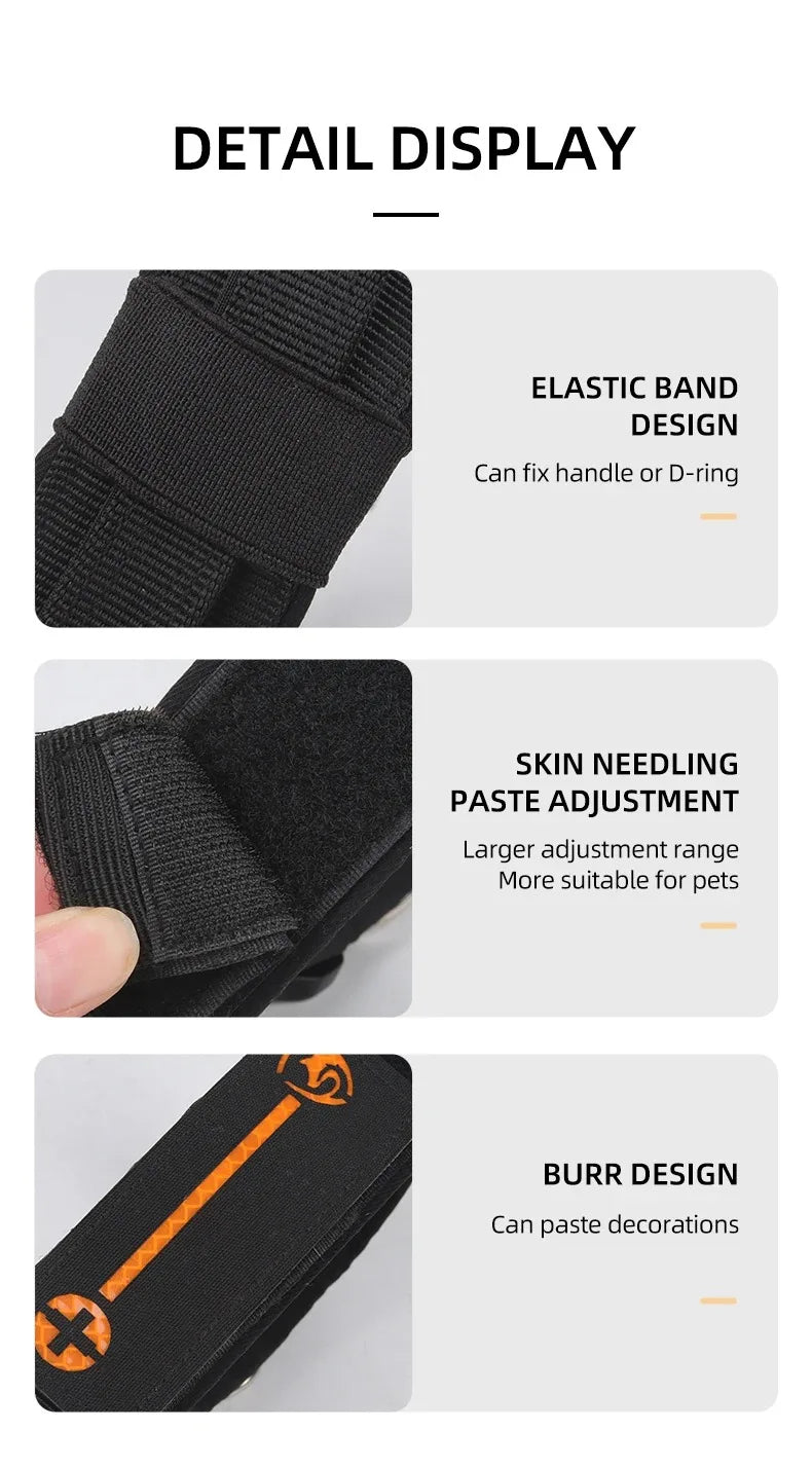 Black elastic band design with text on a white background