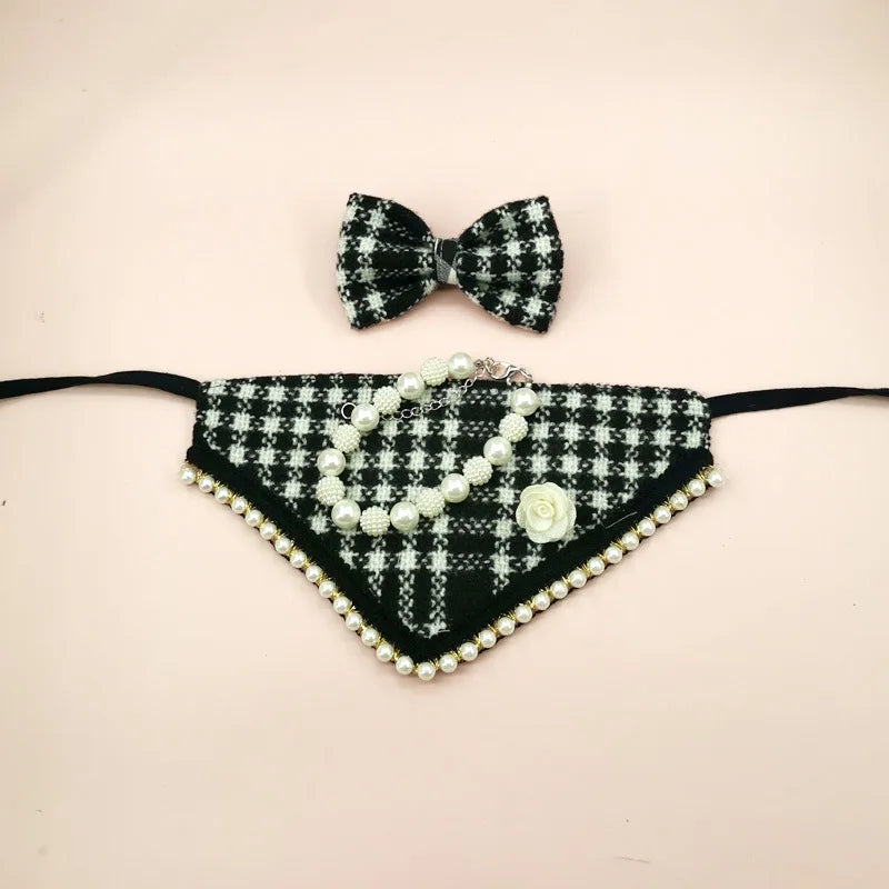 Pearl Bib Bandana Scarf Necklace for Dogs & Cats