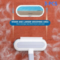 Pet grooming tool with wider and larger grooming area on a textured surface