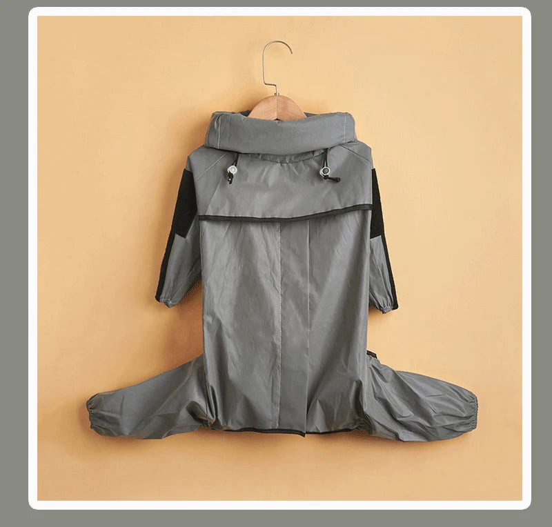 Gray raincoat with black accents on a beige background