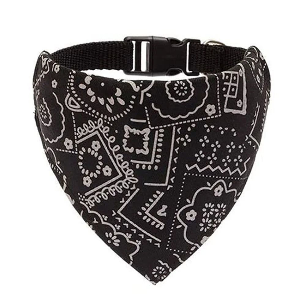 Black bandana with white patterns on a white background
