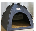 Pet tent with a brand logo on a carpet floor