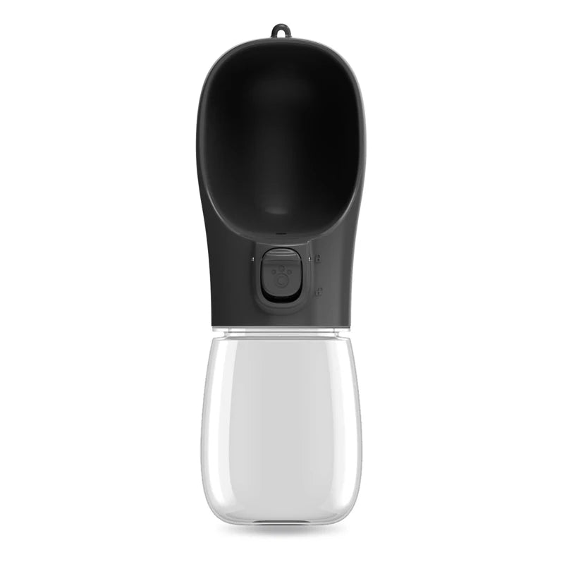 Black and clear pet water bottle on a white background