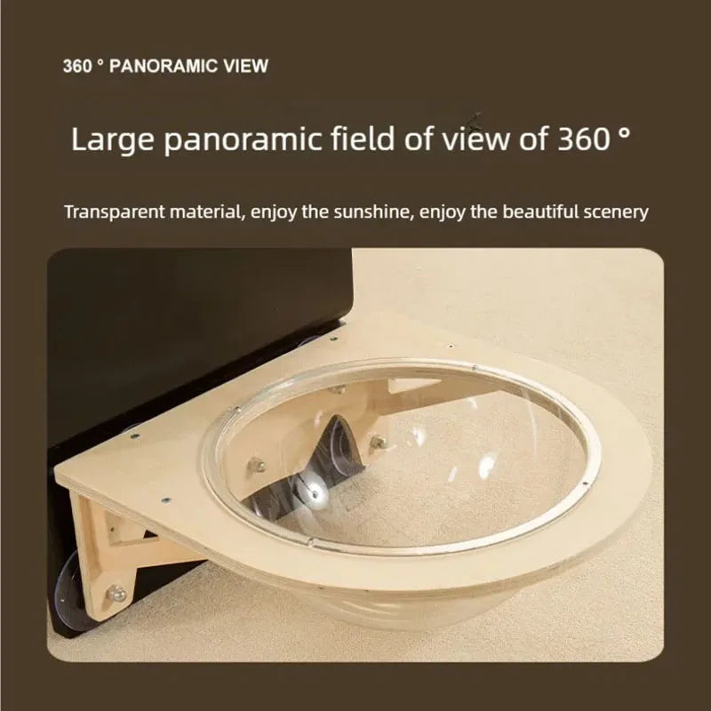 360-degree panoramic view camera with transparent material on a brown background