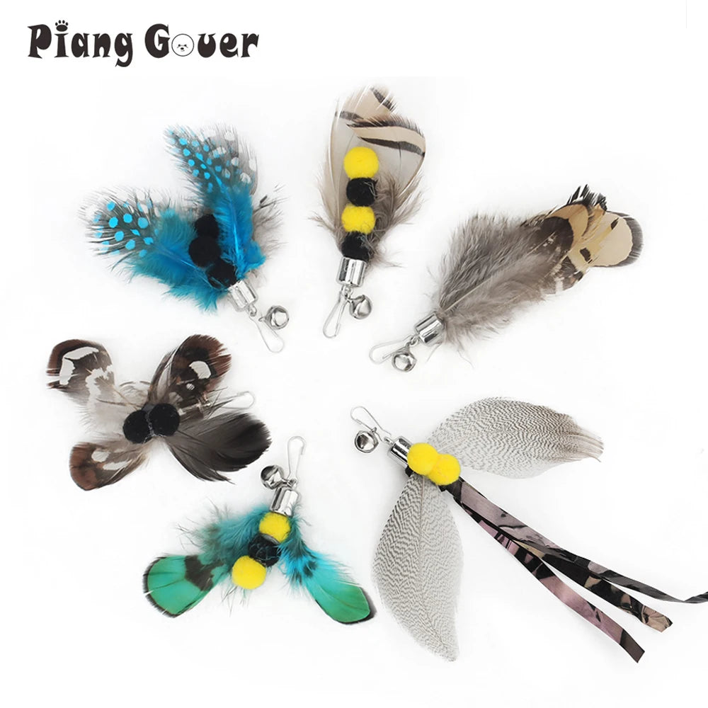 Collection of colorful feathered fishing lures with 'Piang Gouver' branding on a white background.