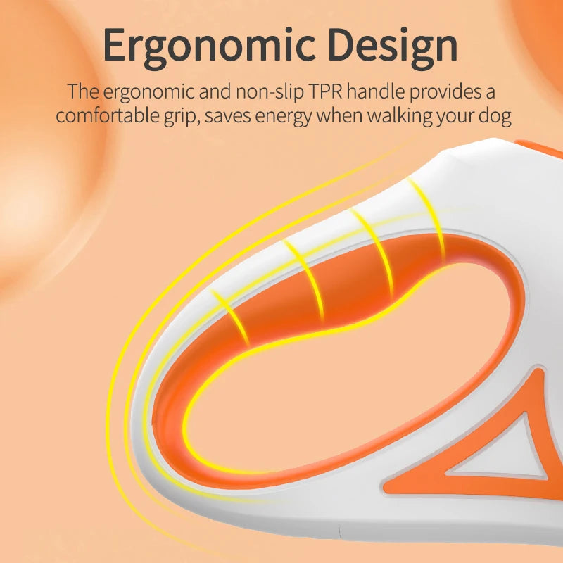 Ergonomic handle design with text on an orange background