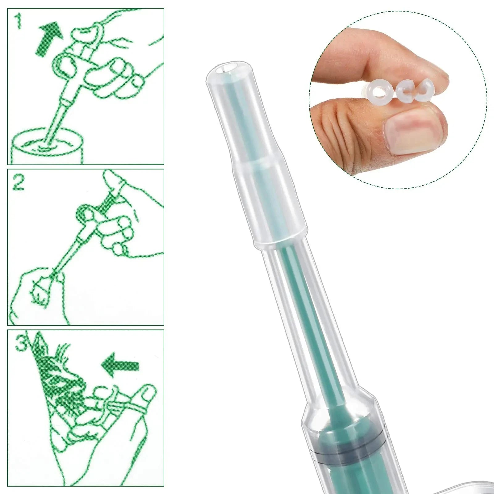 Clear pill dispensing tool with instructions on how to use it