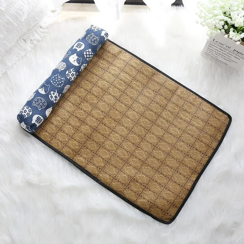 Textile product with geometric pattern on a white background