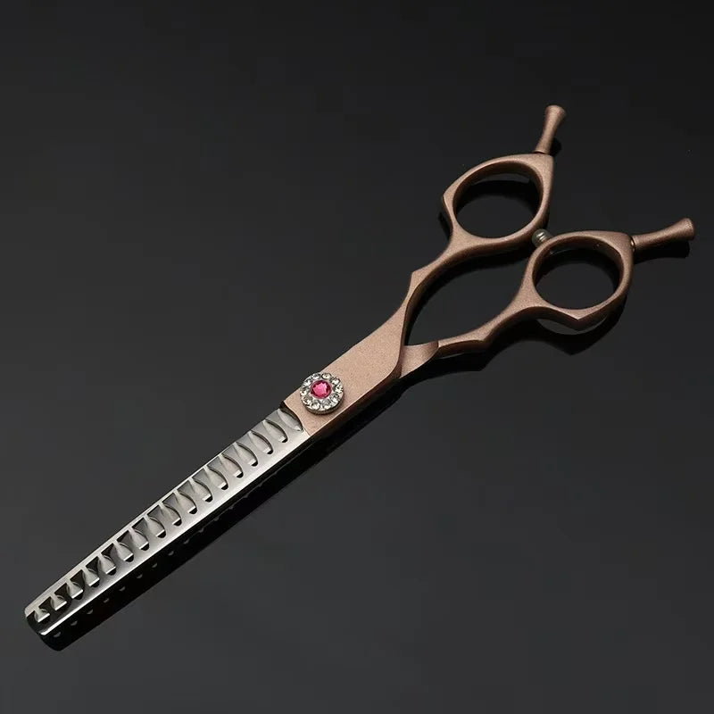 Hair cutting scissors with a dark background