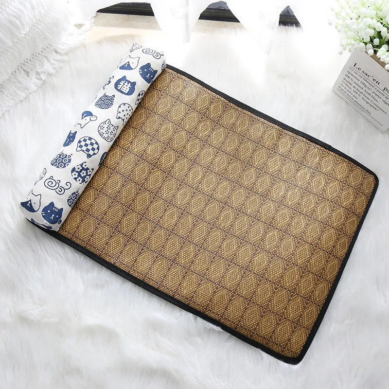 Textile product with geometric pattern on a white surface