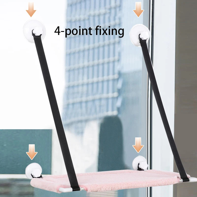 suction cups  with 4-point fixing mechanism against a blurred cityscape background