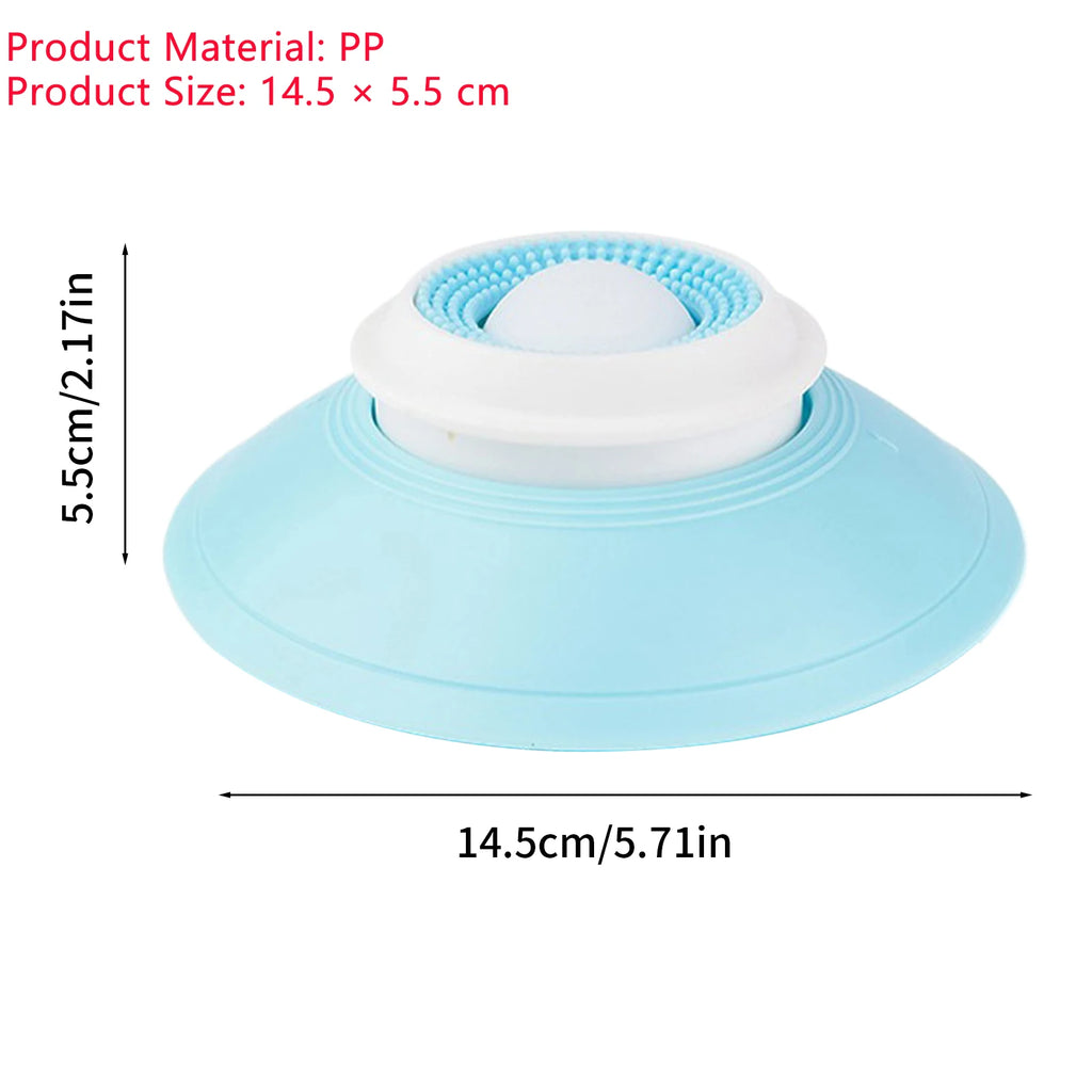 Light blue and white product with dimensions on a white background