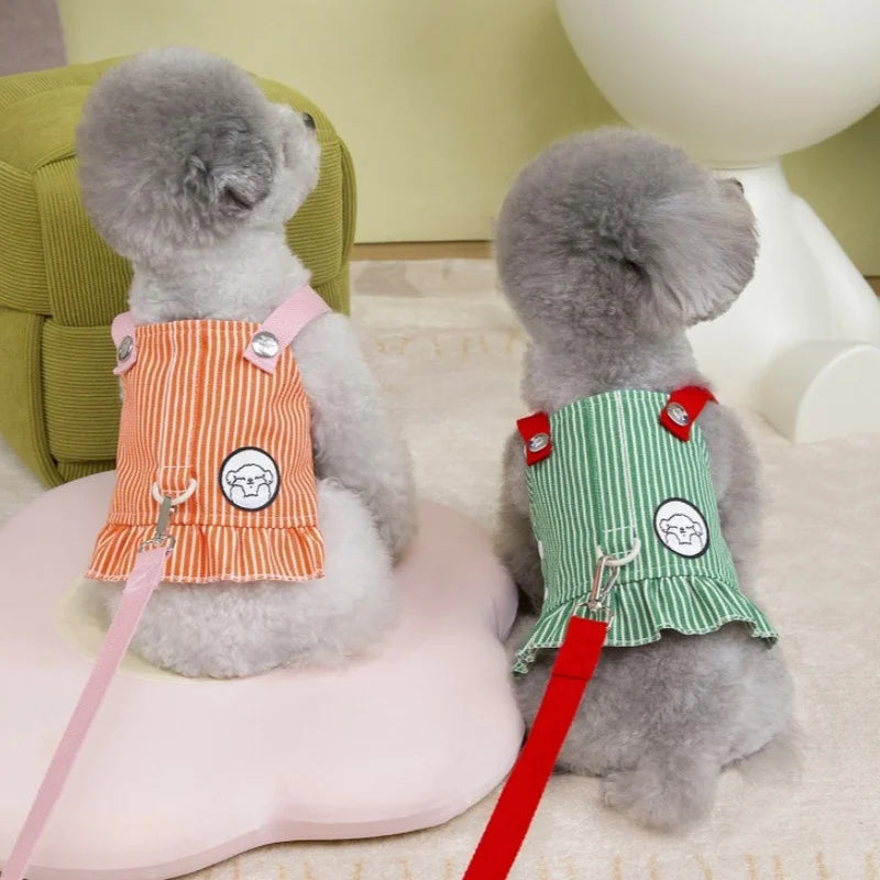 Striped Breathable Harness & Leash Set for Dogs
