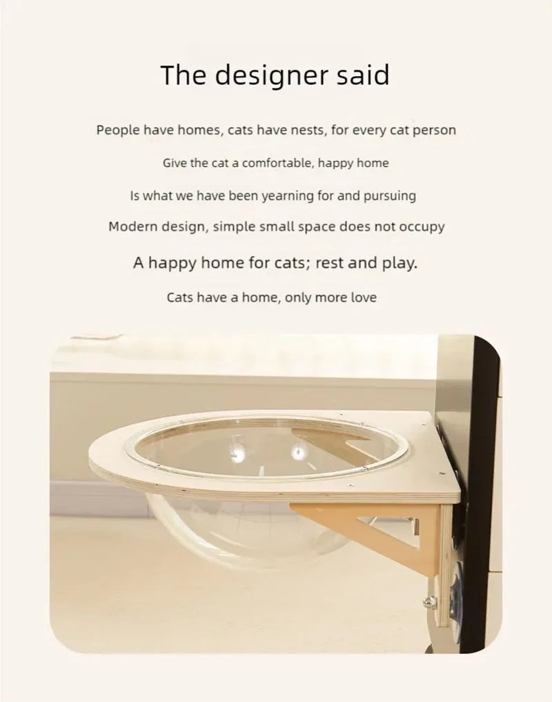 Cat litter box with a minimalist design on a white background, featuring text about cats' homes.
