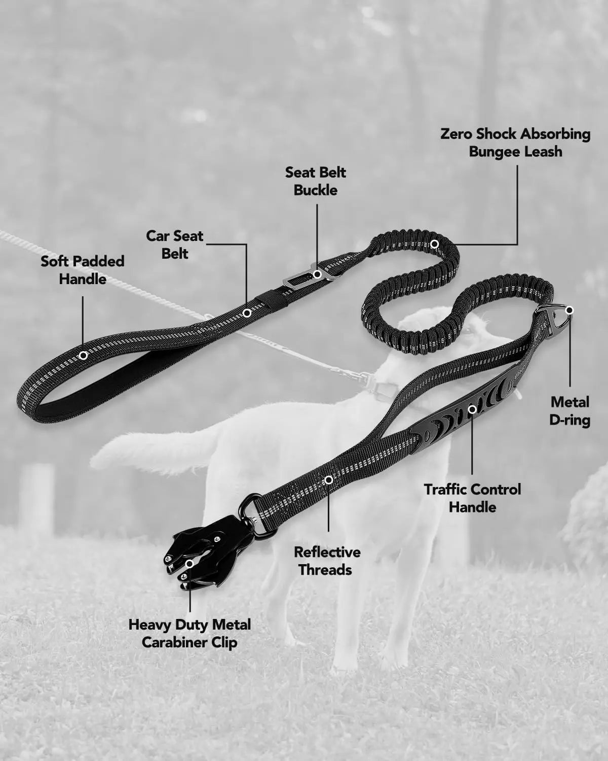 Tactical Shock-Absorbing No-Pull Dog Leash