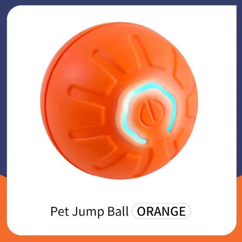 Orange pet jump ball with a brand logo on a white background