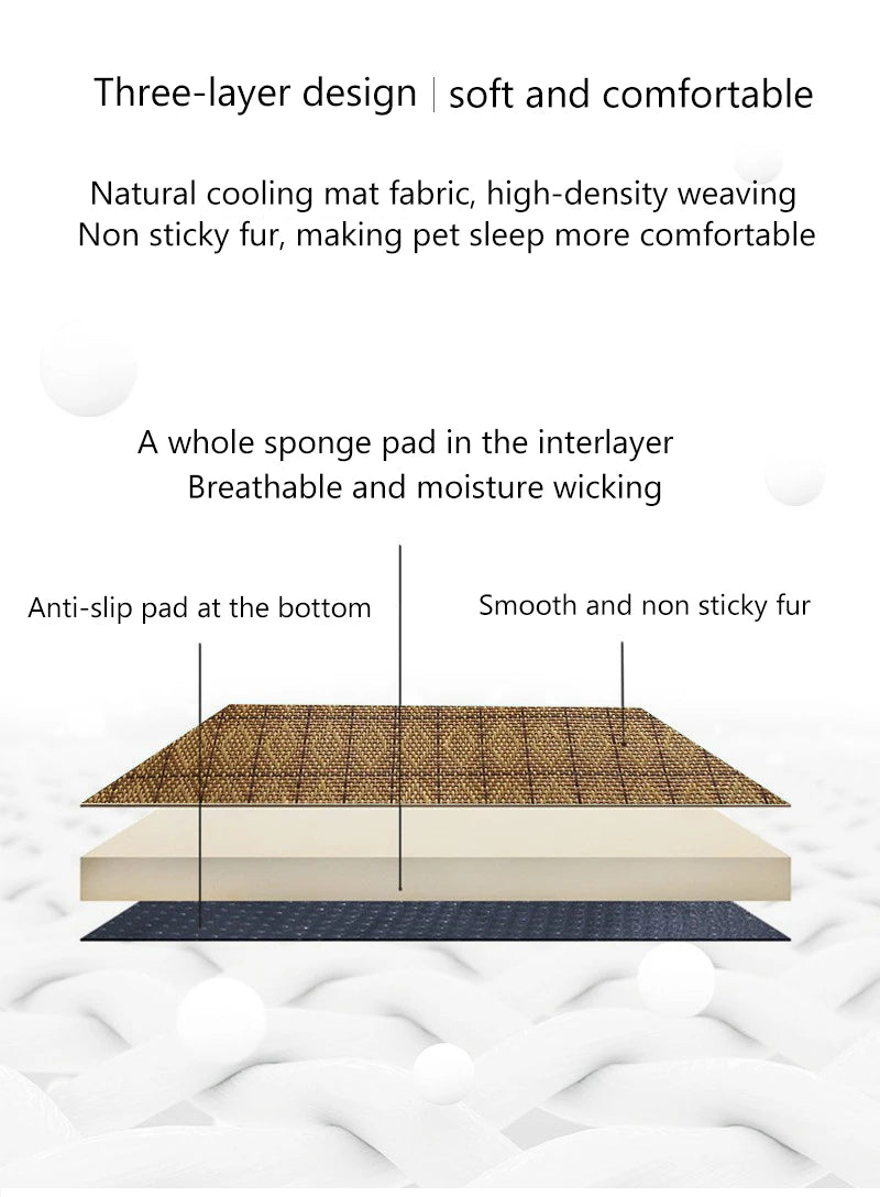 Natural Rattan Self-Cooling Mat for Cats & Dogs