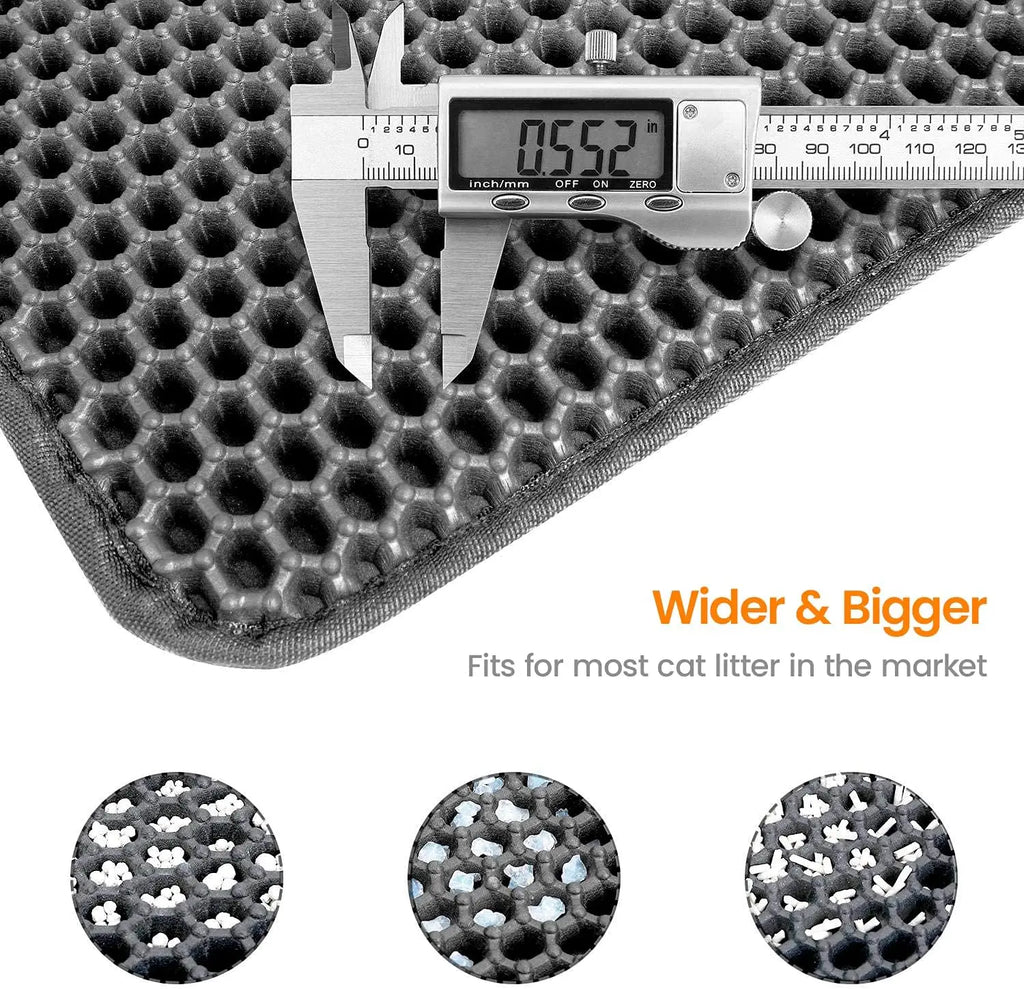 Measurement of a honeycomb-like material with a digital caliper on a white background