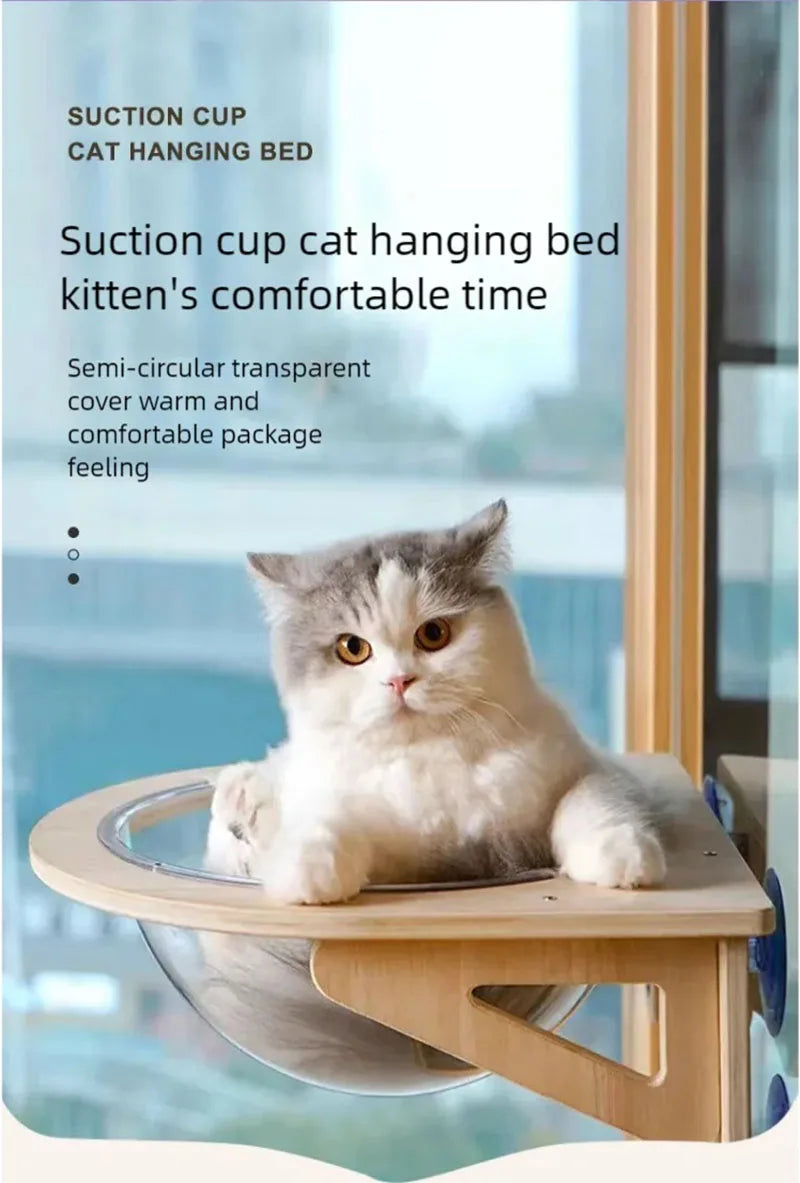 Solid Wood Suction Cup Cat Hammock Window Seat