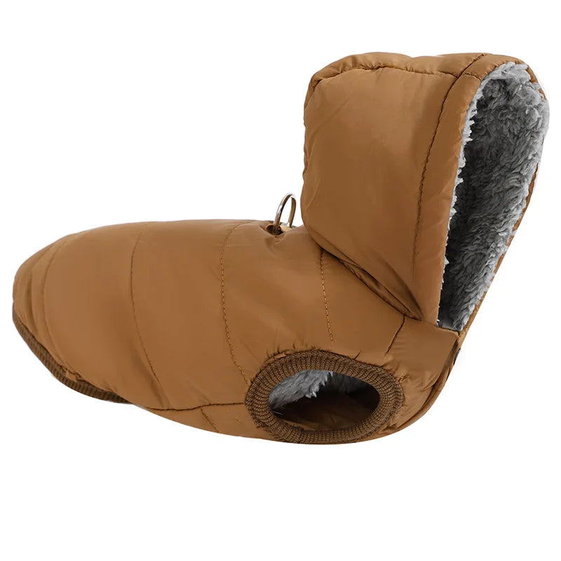 Brown dog coat with gray lining on a white background