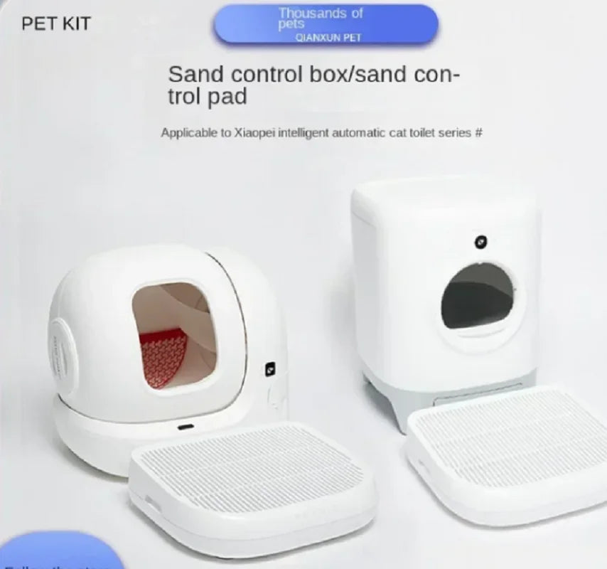 Pet kit with sand control box and control pad on a white background