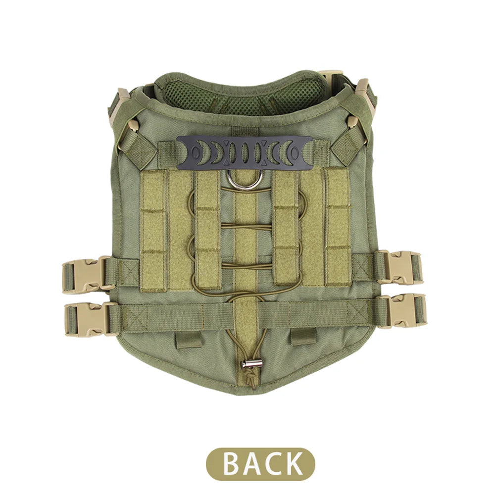 Green tactical dog vest on a white background