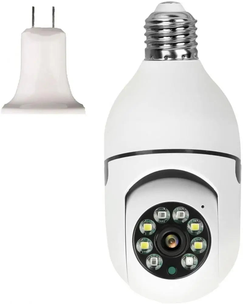Light bulb-shaped security camera on a white background